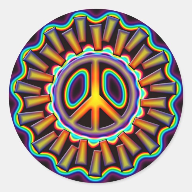 STICKER ROND SIGNE DE PAIX LOIN (Devant)