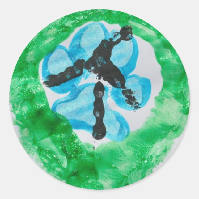 Sticker Rond Signe de paix @PitBullSharky. Chien patte, Poule p (Devant)