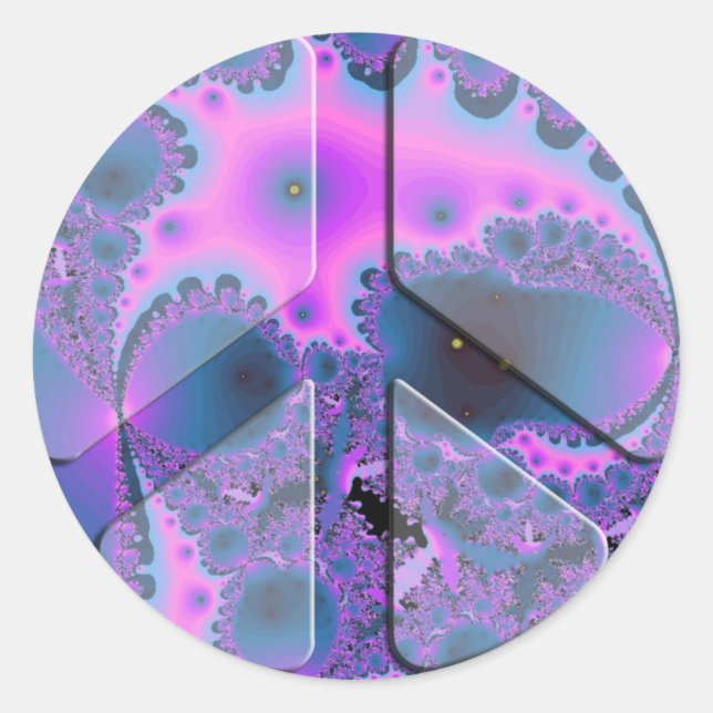 Sticker Rond signe de paix psychédélique (Devant)