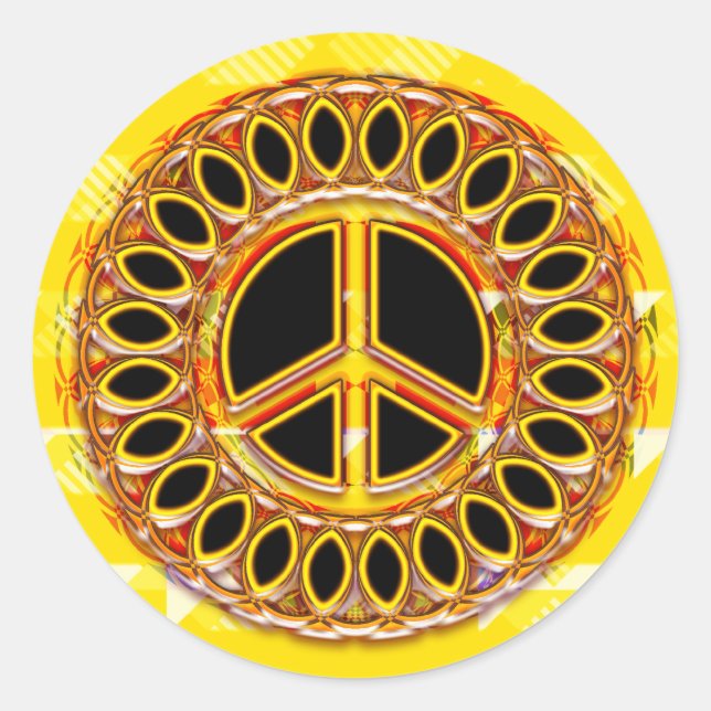 STICKER ROND SIGNE DE PAIX RETRO (Devant)
