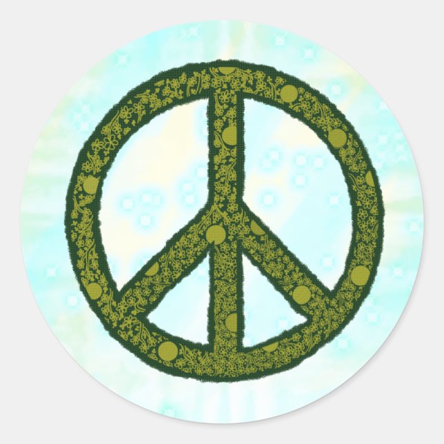 Sticker Rond Signe de paix vert (Devant)