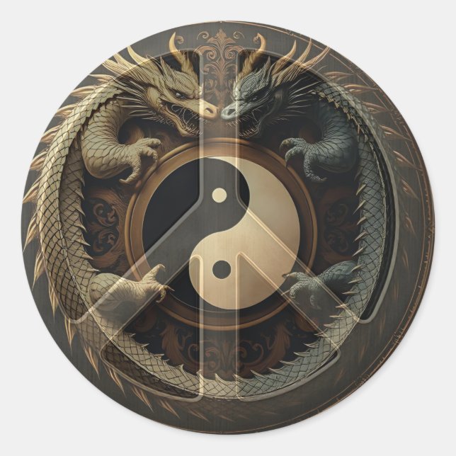 Sticker Rond Signe de paix Yin Yang  (Devant)