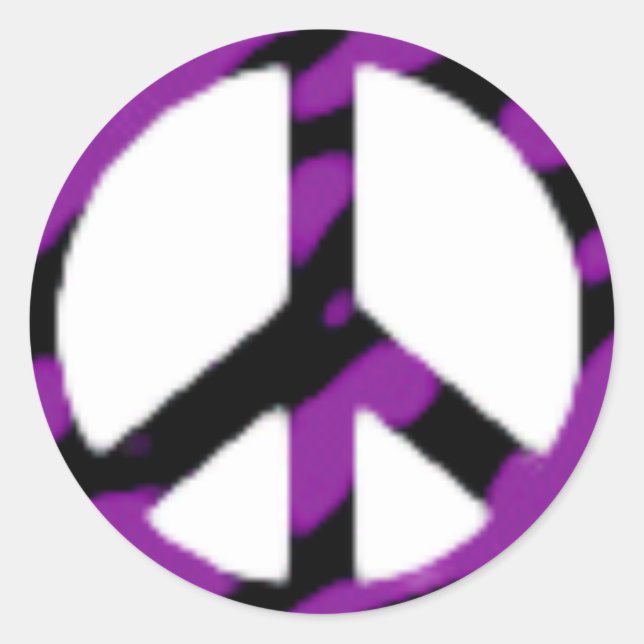 Sticker Rond signe de paix-zèbre (Devant)
