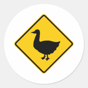 Sticker Rond Signe de route de croisement de canard
