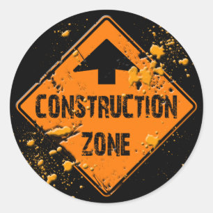STICKER ROND SIGNE DE ROUTE DE LA ZONE DE CONTRUCTION