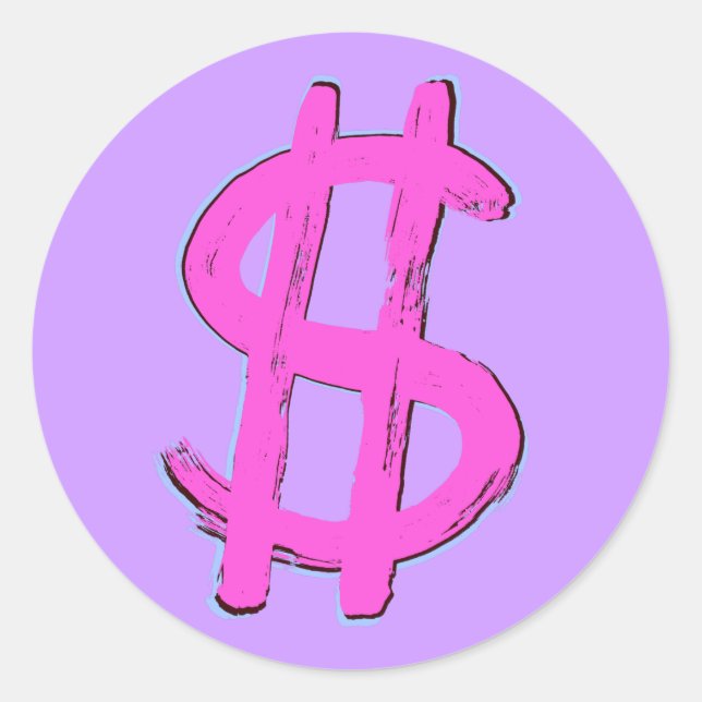 Sticker Rond Signe dollar rose (Devant)