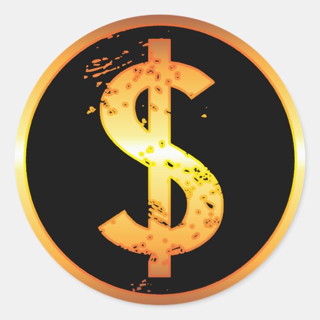STICKER ROND SIGNE D'OR DOLLAR (Devant)