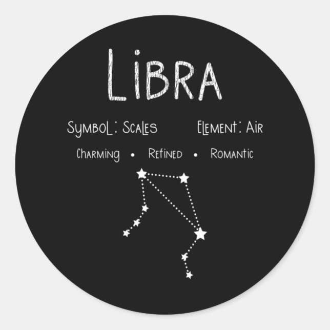 Sticker Rond Signe du zodiaque Balance Constellation Cadeau d'a (Devant)