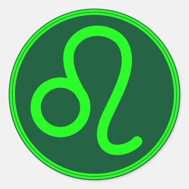 Sticker Rond Signe du zodiaque Leo Contraste Vert (Devant)