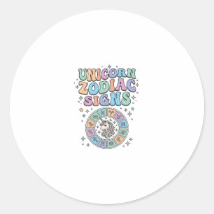 Sticker Rond Signe du zodiaque licorne Kawaii Design vectoriel_