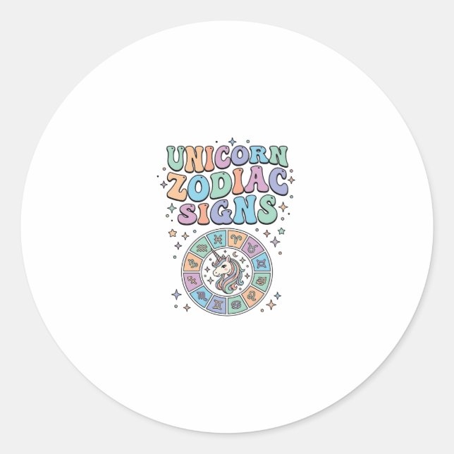 Sticker Rond Signe du zodiaque licorne Kawaii Design vectoriel_ (Devant)