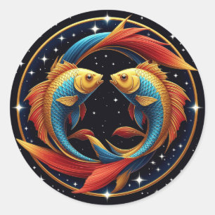 Sticker Rond Signe du zodiaque Poissons Don Spirituel, Mystique
