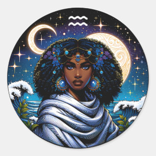 Sticker Rond Signe du zodiaque Symbole du Verseau