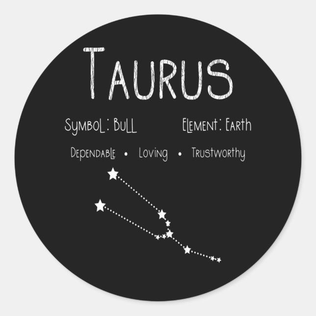 Sticker Rond Signe du zodiaque Taureau Constellation Cadeau d'a (Devant)