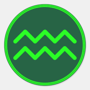Sticker Rond Signe du zodiaque Verseau Contraste Vert
