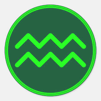 Sticker Rond Signe du zodiaque Verseau Contraste Vert