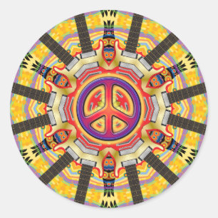 STICKER ROND SIGNE ET GUITARES DE PAIX