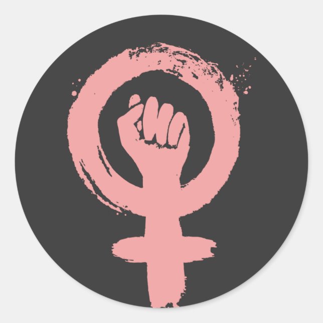 Sticker Rond SIGNE FÉMININE POIDS T-shirt Justice sociale (Devant)