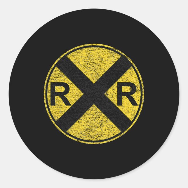 STICKER ROND SIGNE FERROVIAIRE COSTUME TRAIN RAIL CROISEMENT AV (Devant)