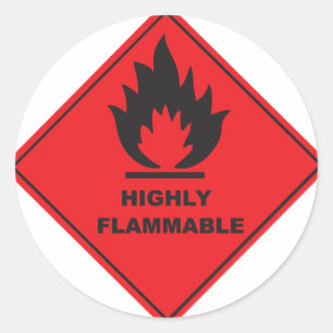 Sticker Rond Signe fortement inflammable de rouge