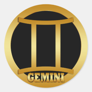 STICKER ROND SIGNE GEMINI GOLD ZODIAC