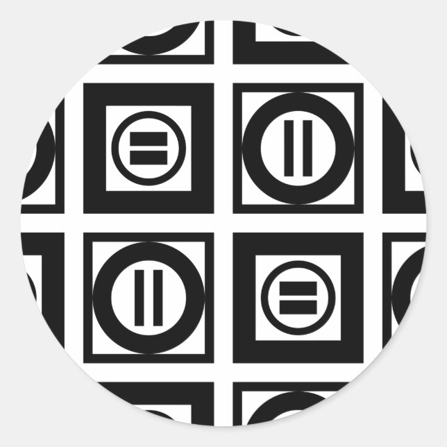 Sticker Rond SIGNE Géométrique Noir et Blanc Motif (Devant)