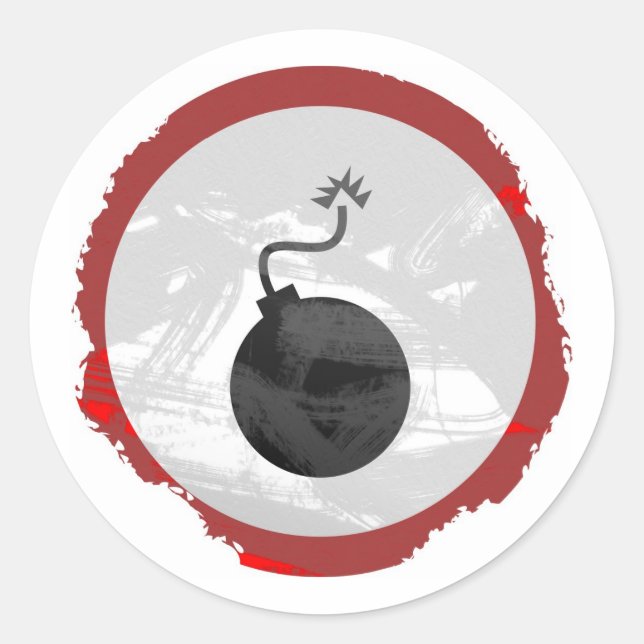 Sticker Rond Signe grunge de bombe (Devant)