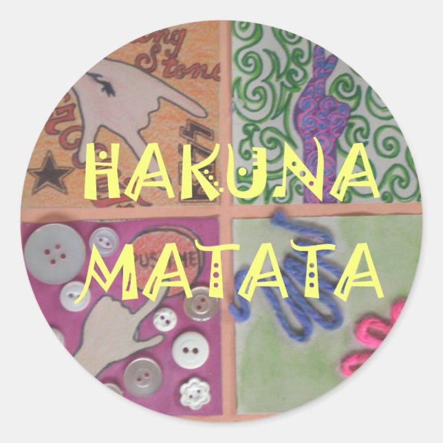 Sticker Rond Signe Hakuna Matata - Impression (Devant)