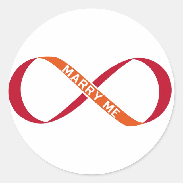 Sticker Rond signe infini rouge avec me marier le texte (Devant)