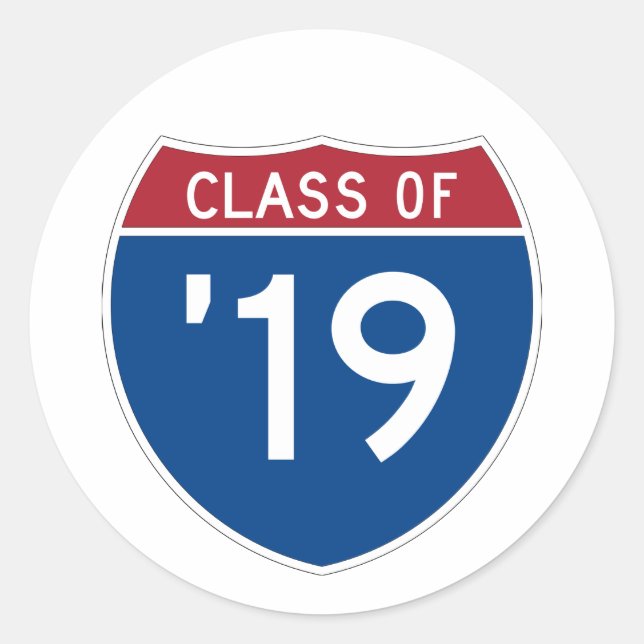 Sticker Rond Signe Interstate stylisé Classe de 2019 (Devant)