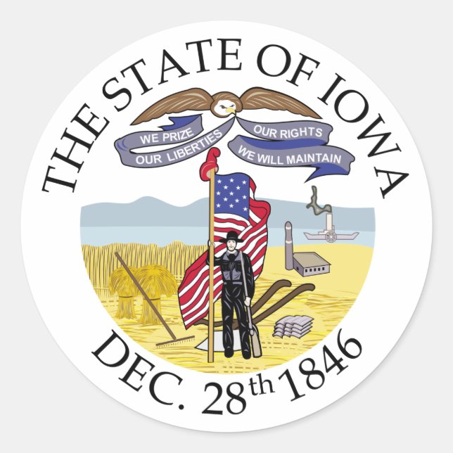 Sticker Rond signe Iowa (Devant)
