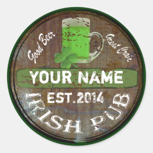 Sticker Rond Signe irlandais personnalisé de pub