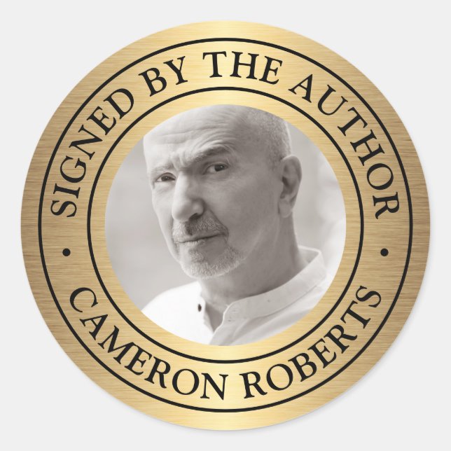 Sticker Rond Signé par l'auteur photo personnalisée dégradé dor (Devant)