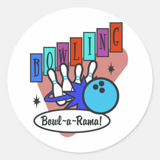 Sticker Rond signe rétro bowl-a-rama (Devant)