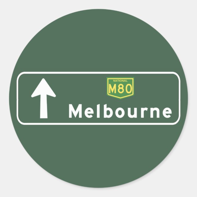 Sticker Rond SIGNE ROUTIÈRE DE Melbourne, Australie (Devant)