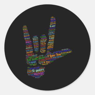 Sticker Rond Signe Sale Je Vous Aime Dans 40 Langues Différente