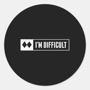Sticker Rond SIGNE Snowboard Ski Mountain Je Suis Difficile
