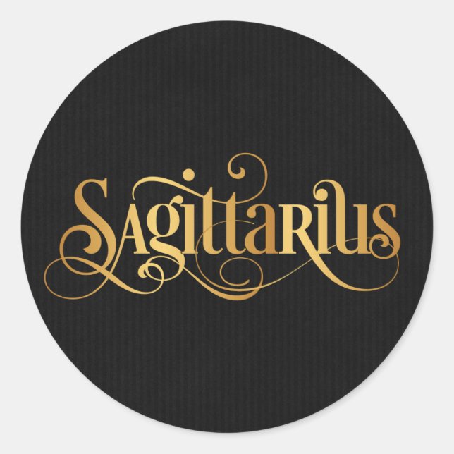 Sticker Rond Signe tourbillonnant Script Zodiaque Sagittarius G (Devant)