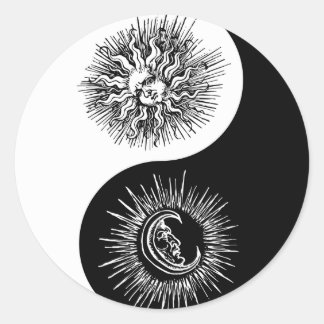 Sticker Rond Signe Yin et yang - Soleil vs Lune