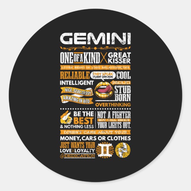 Sticker Rond SIGNE Zodiaque Gemini (Devant)