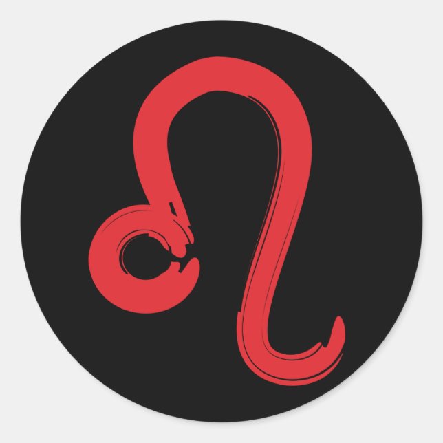 Sticker Rond Signe Zodiaque LEO Rouge Anniversaire Juillet Août (Devant)