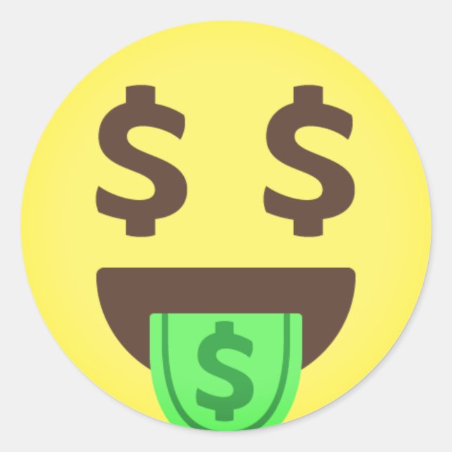 Sticker Rond Signes de dollars de l'argent Emoji (Devant)