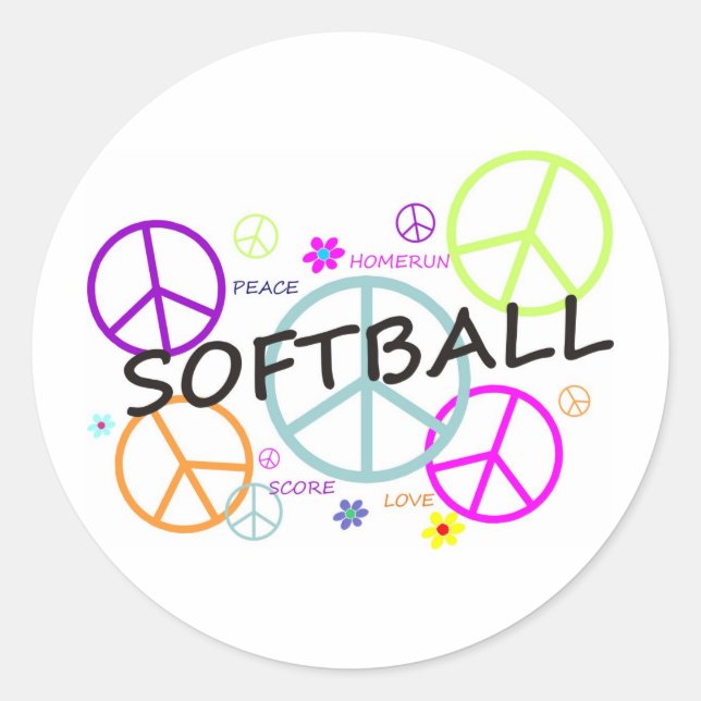 Sticker Rond Signes de paix couleur softball (Devant)