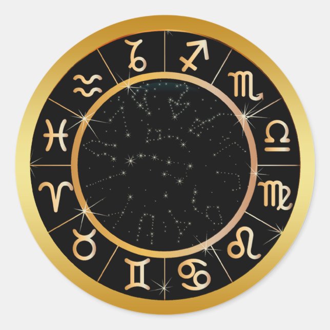 STICKER ROND SIGNES D'OR ZODIAC (Devant)