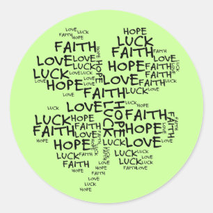 Sticker Rond Signification de trèfle de quatre feuilles :