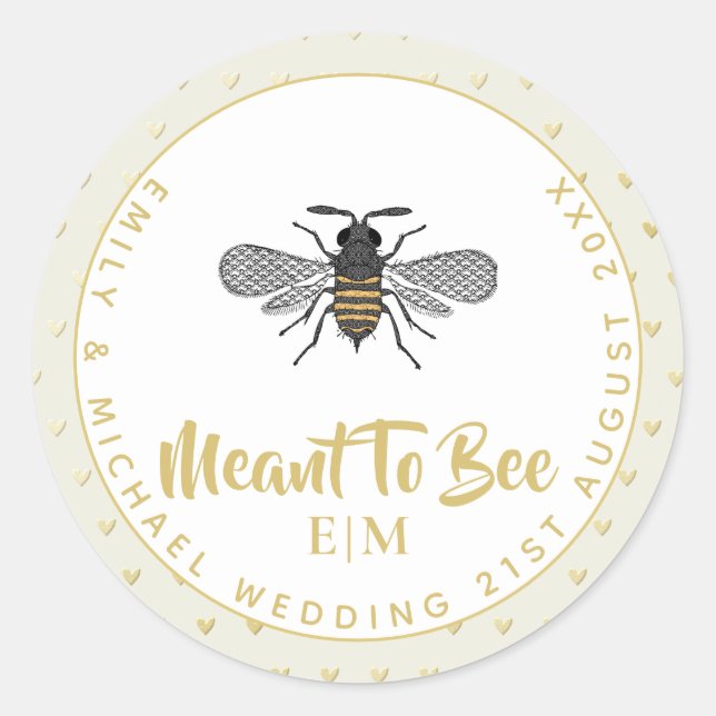 Sticker Rond Signifie Pour BEE Monogram Mariage Fête des mariée (Devant)