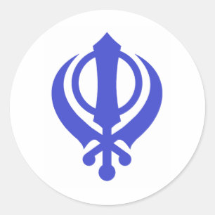 Sticker Rond Sikh Khanda bleu