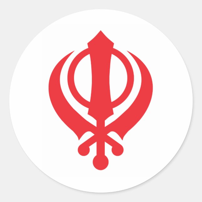 Sticker Rond Sikh Khanda Rouge (Devant)