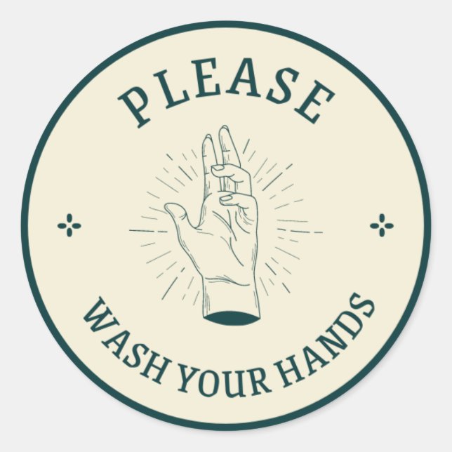 STICKER ROND S'IL VOUS PLAÎT LAVEZ-VOUS LES MAINS (Devant)