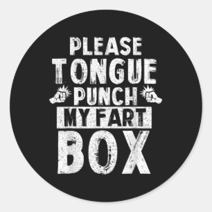 Sticker Rond S'Il Vous Plaît Tongue Punch Mon Part Box Funny Wo